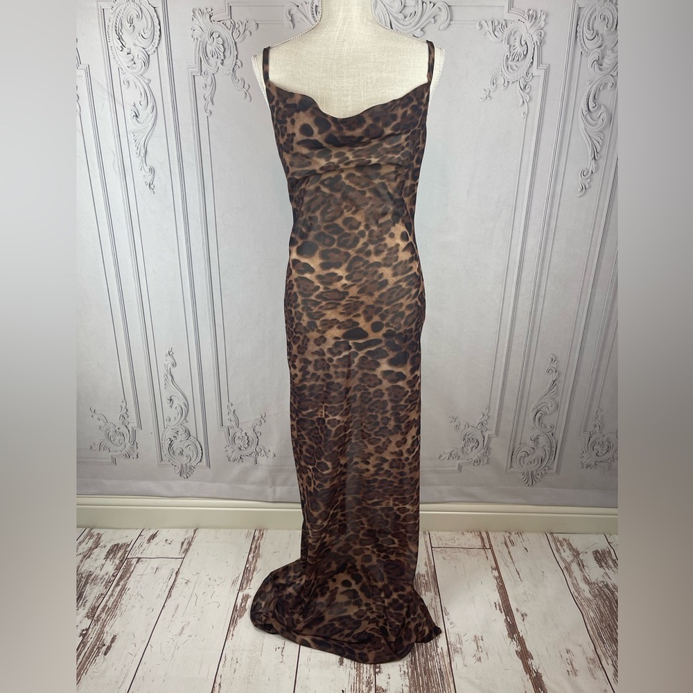 Sexy Leopard Sheer Maxi Dress - Picture 2 of 10
